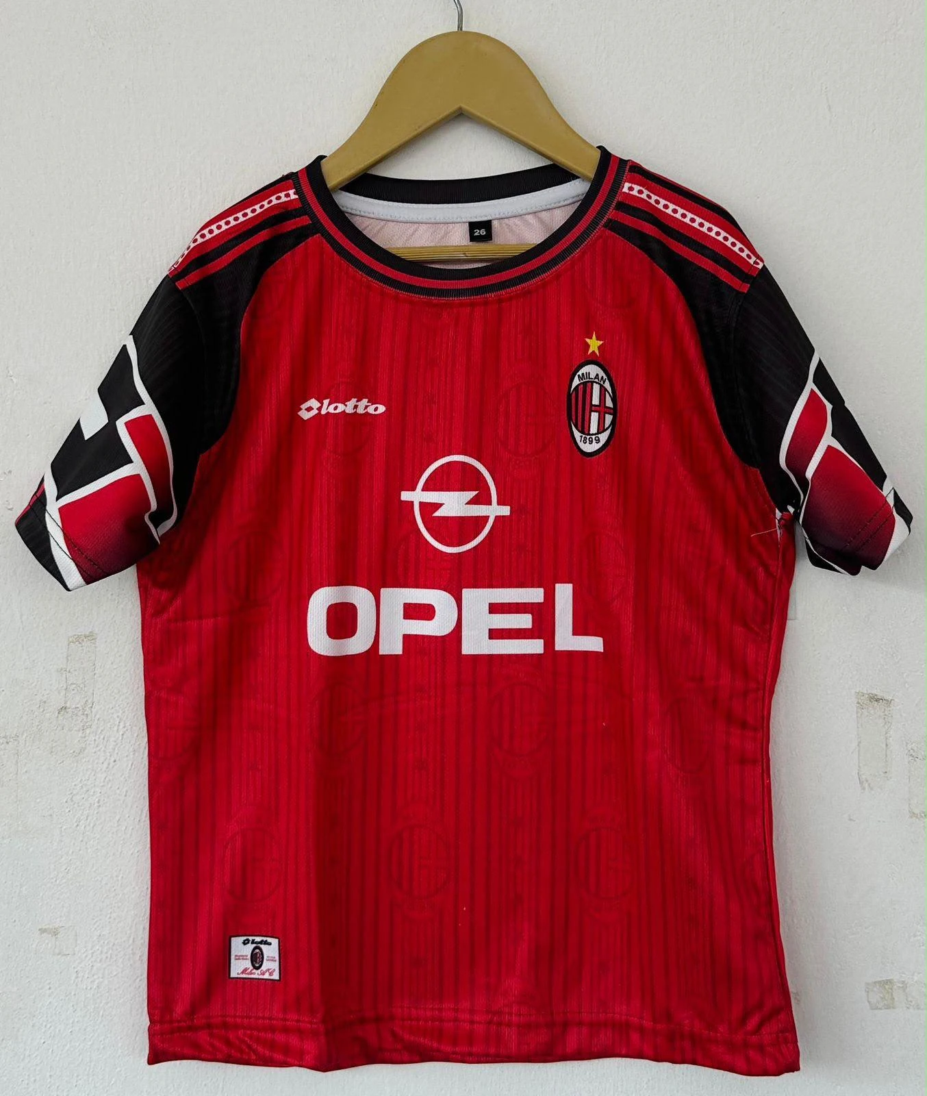 Retro - AC Milan 1995-96 Opel (Red/Black) - Maldini #3 (Adult) - View 1