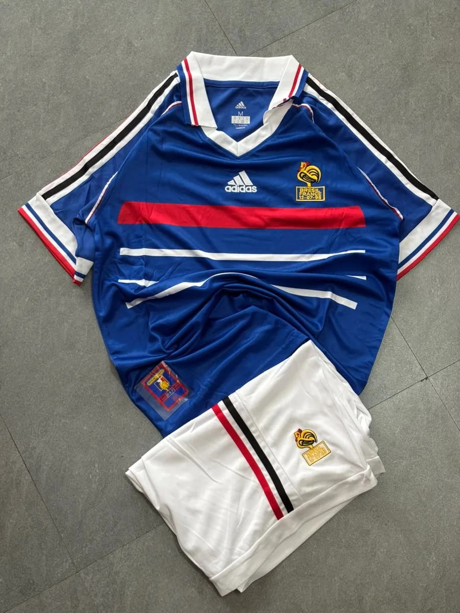 Retro - France 1998 World Cup Final Full Kit Set (Jersey + Shorts) - View 1